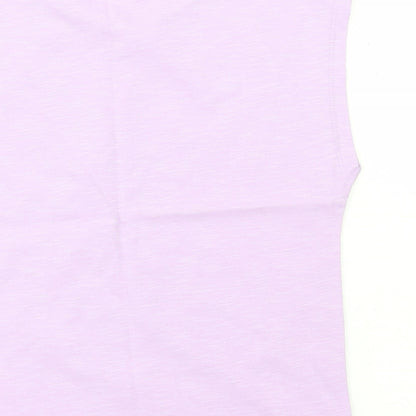 Marks and Spencer Girls Purple Cotton Basic Tank Size 7 Years Round Neck Pullover - One Of A Kind