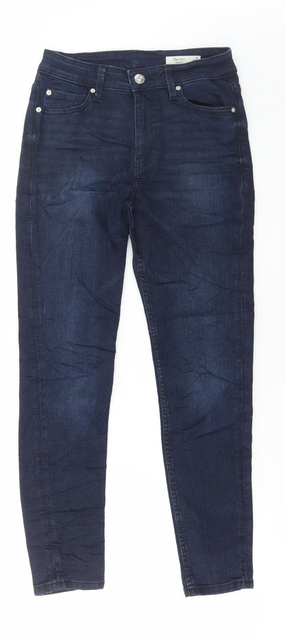 Marks and Spencer Womens Blue Cotton Skinny Jeans Size 8 L27 in Regular Button