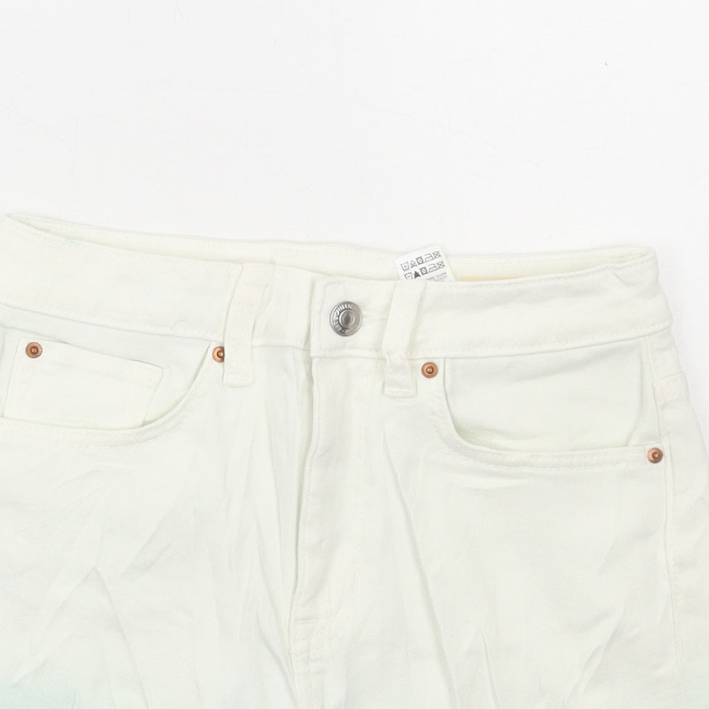 Marks and Spencer Womens Blue Cotton Hot Pants Shorts Size 6 L4 in Regular Button