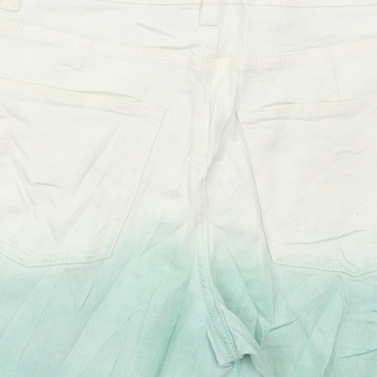 Marks and Spencer Womens Blue Cotton Hot Pants Shorts Size 6 L4 in Regular Button