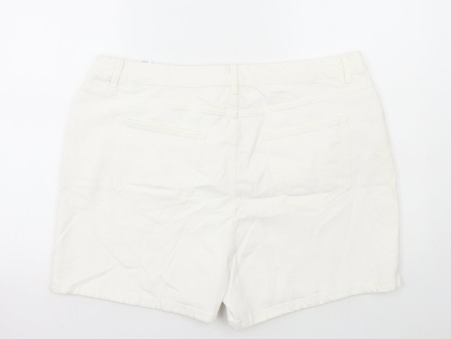Marks and Spencer Womens White Cotton Mom Shorts Size 22 L3 in Regular Button