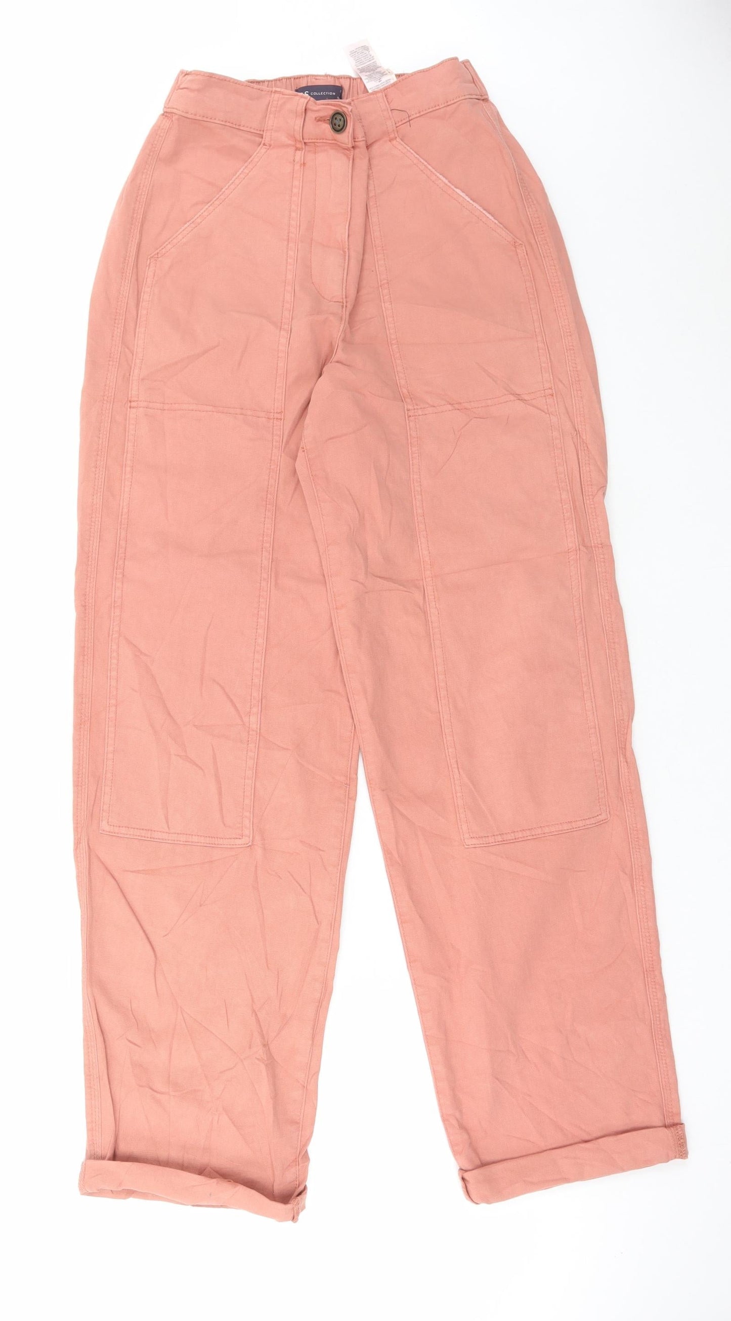 Womens UK Size 8 Marks and Spencer Regular Fit Tapered Pink Jeans