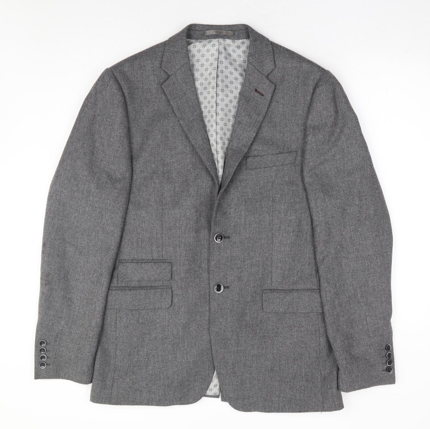 Mens UK Size 42 Racing Green Regular Grey Suit Jacket