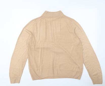 Devided Womens Beige High Neck Acrylic Pullover Jumper Size 14