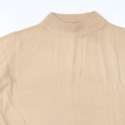 Devided Womens Beige High Neck Acrylic Pullover Jumper Size 14