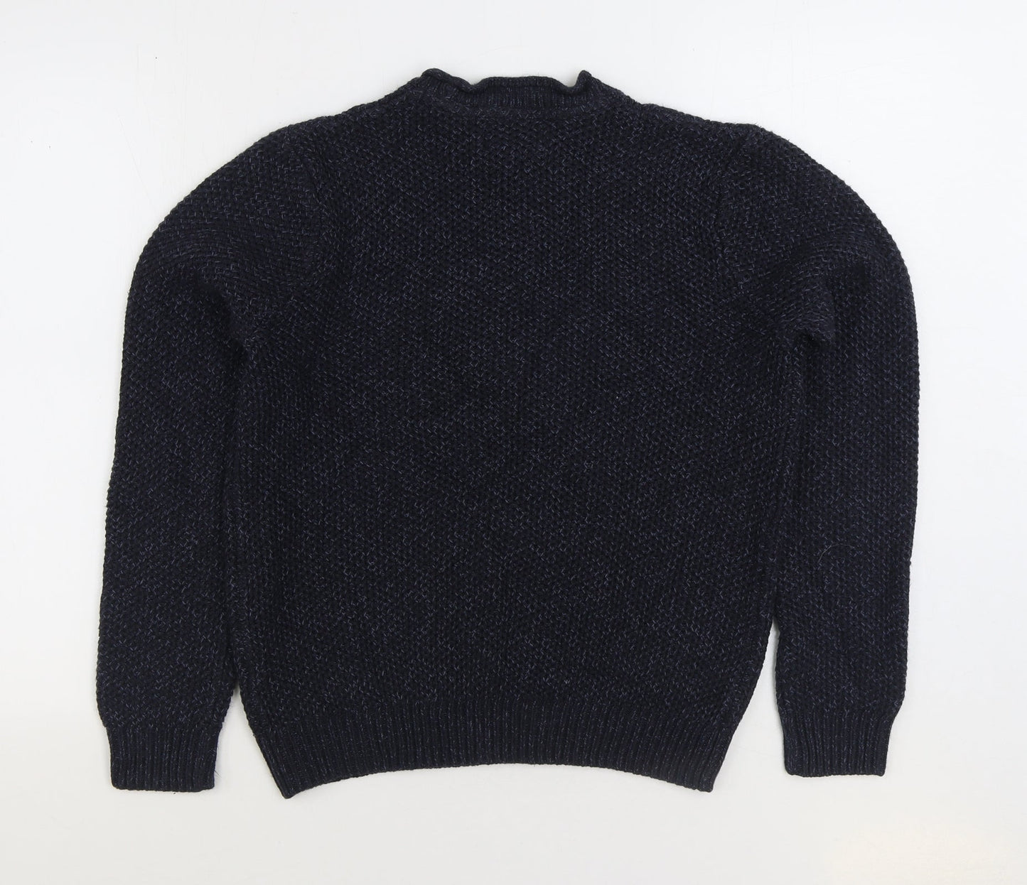 George Mens Blue Round Neck Acrylic Pullover Jumper Size S