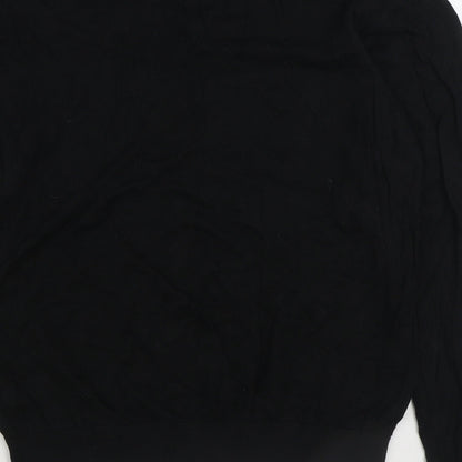 Marks and Spencer Mens Black V-Neck Cotton Pullover Jumper Size L