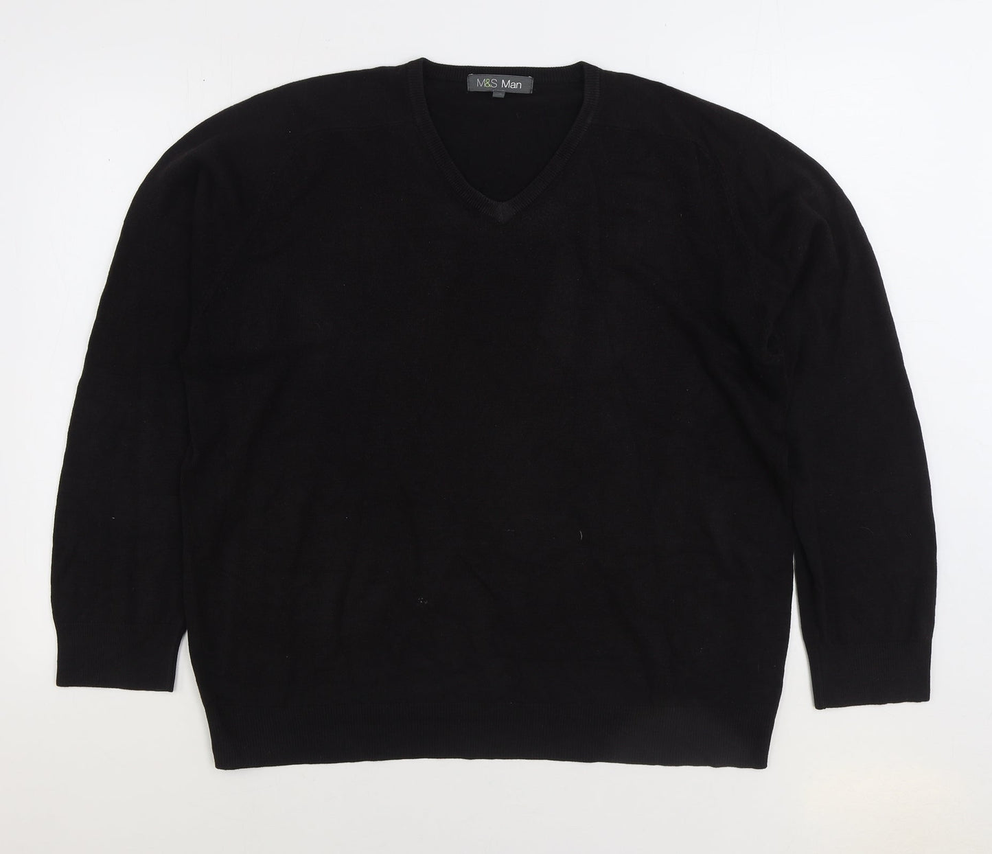 Marks and Spencer Mens Brown V-Neck Acrylic Pullover Jumper Size XL