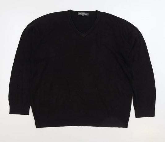Marks and Spencer Mens Brown V-Neck Acrylic Pullover Jumper Size XL