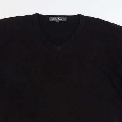 Marks and Spencer Mens Brown V-Neck Acrylic Pullover Jumper Size XL