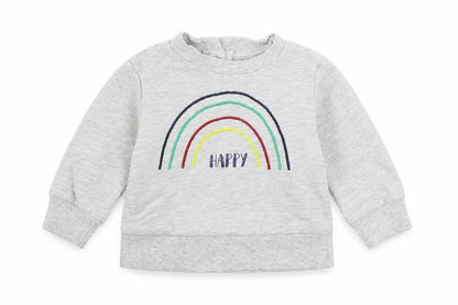 V By Very Baby Grey Cotton Pullover Jumper Size 0-3 Months Button - Rainbow Happy