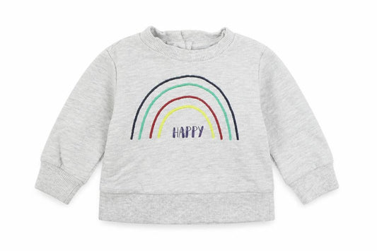 V By Very Baby Grey Cotton Pullover Jumper Size 0-3 Months Button - Rainbow Happy