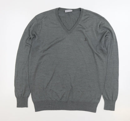 Tailwing Mens Grey V-Neck Acrylic Pullover Jumper Size 2XL