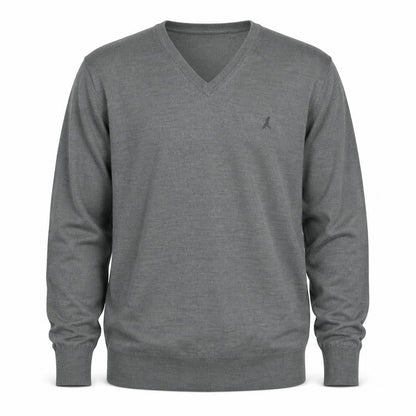 Tailwing Mens Grey V-Neck Acrylic Pullover Jumper Size 2XL