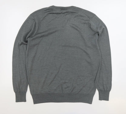 Tailwing Mens Grey V-Neck Acrylic Pullover Jumper Size 2XL
