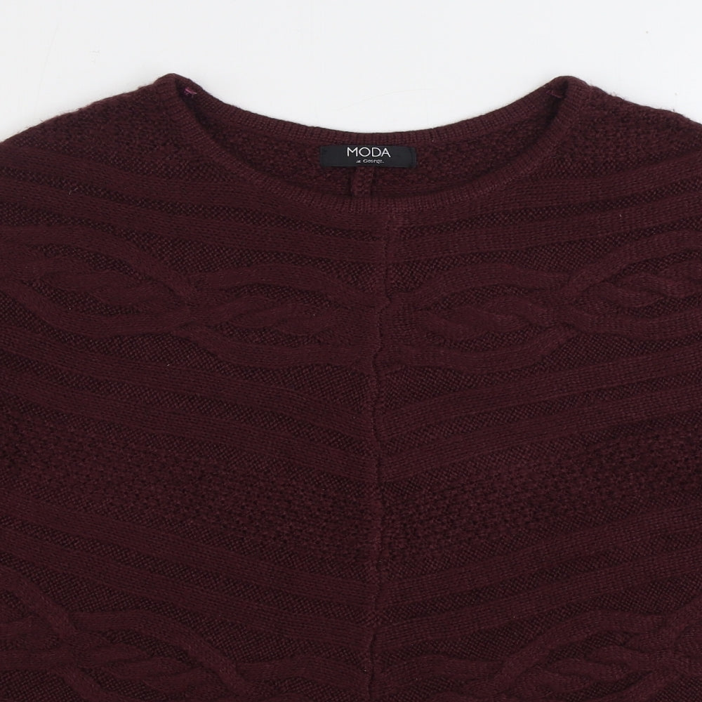 George Womens Purple Boat Neck Acrylic Pullover Jumper Size 10