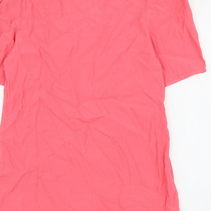 Marks and Spencer Womens Pink Viscose Basic Blouse Size 6 V-Neck