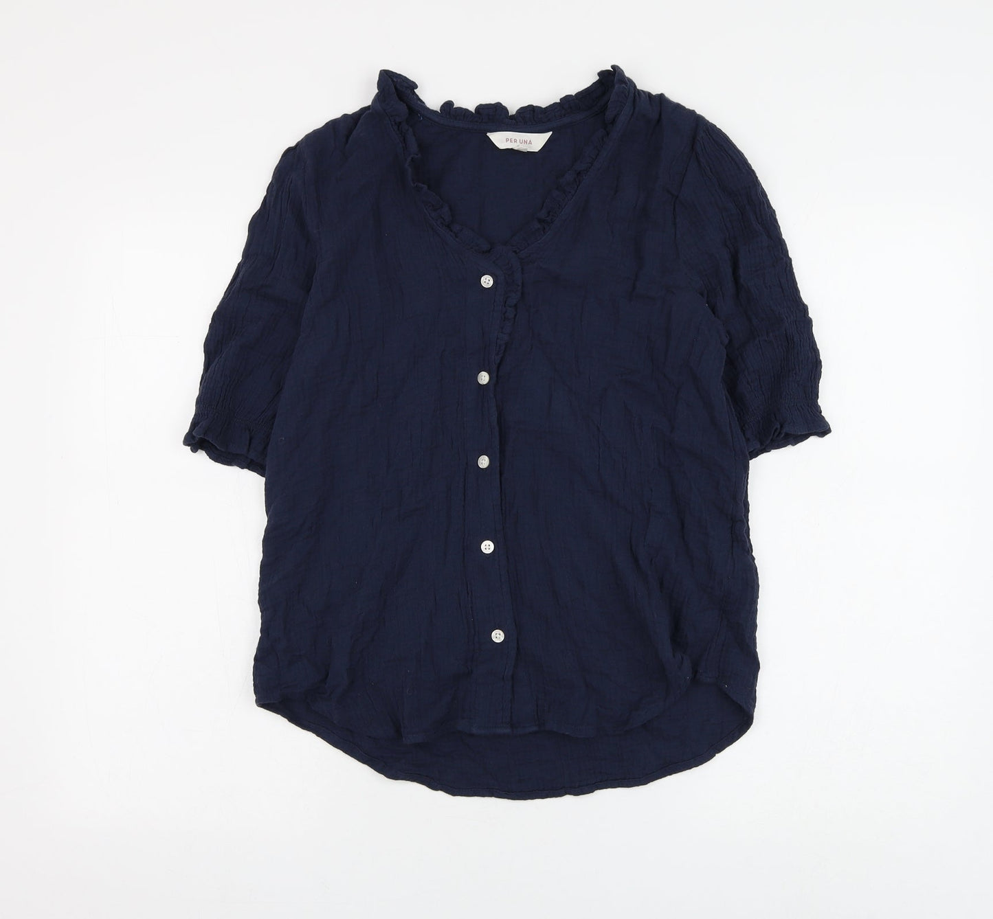 Womens UK Size 6 Per Una Blue Basic Button-Up