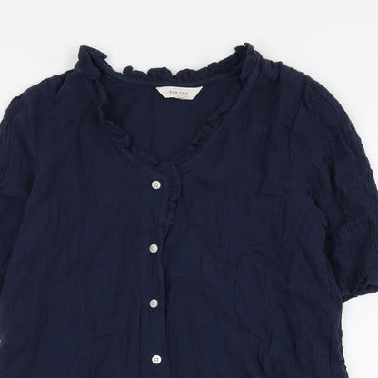 Womens UK Size 6 Per Una Blue Basic Button-Up