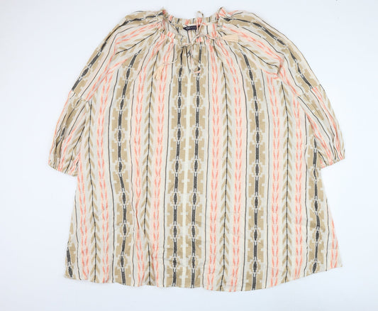 Marks and Spencer Womens Multicoloured Striped Cotton Shift Size 22 Round Neck Pullover