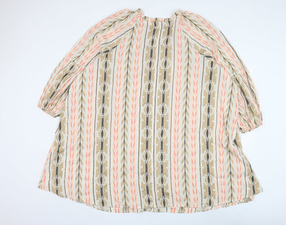 Marks and Spencer Womens Multicoloured Striped Cotton Shift Size 22 Round Neck Pullover