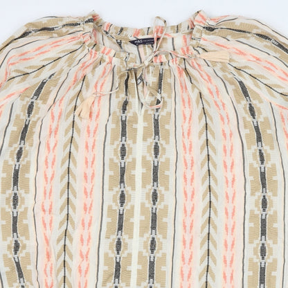 Marks and Spencer Womens Multicoloured Striped Cotton Shift Size 22 Round Neck Pullover