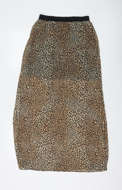H&M Womens Brown Animal Print Polyester Straight & Pencil Skirt Size 8
