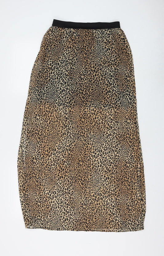 H&M Womens Brown Animal Print Polyester Straight & Pencil Skirt Size 8