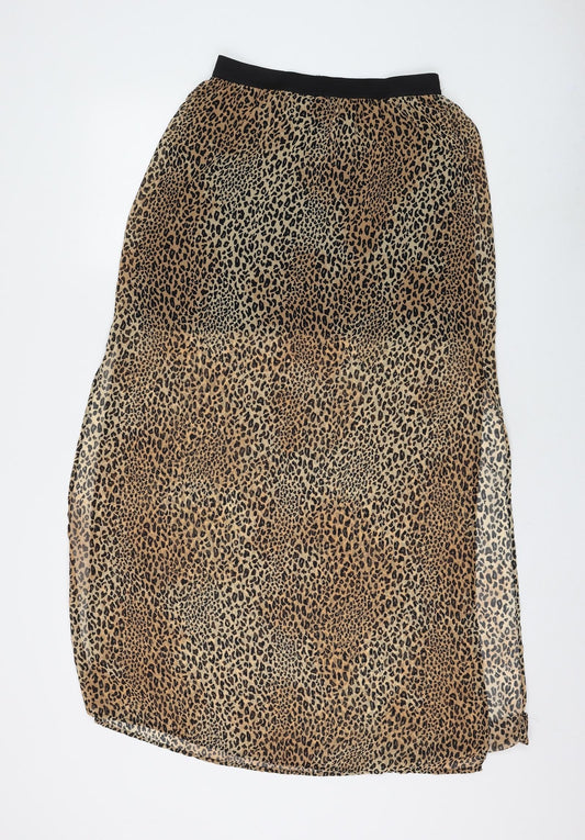 H&M Womens Brown Animal Print Polyester Straight & Pencil Skirt Size 8