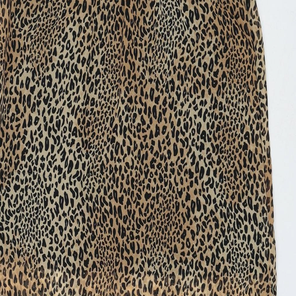 H&M Womens Brown Animal Print Polyester Straight & Pencil Skirt Size 8