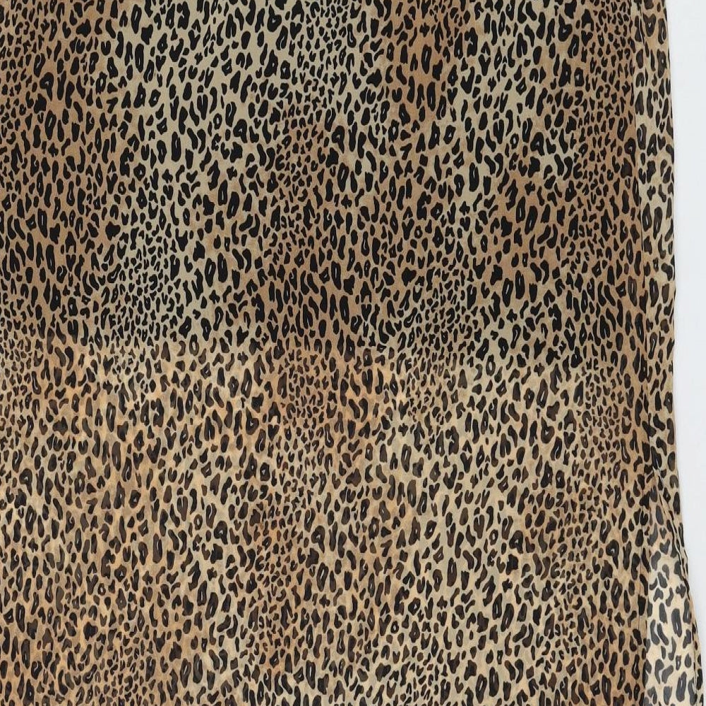 H&M Womens Brown Animal Print Polyester Straight & Pencil Skirt Size 8