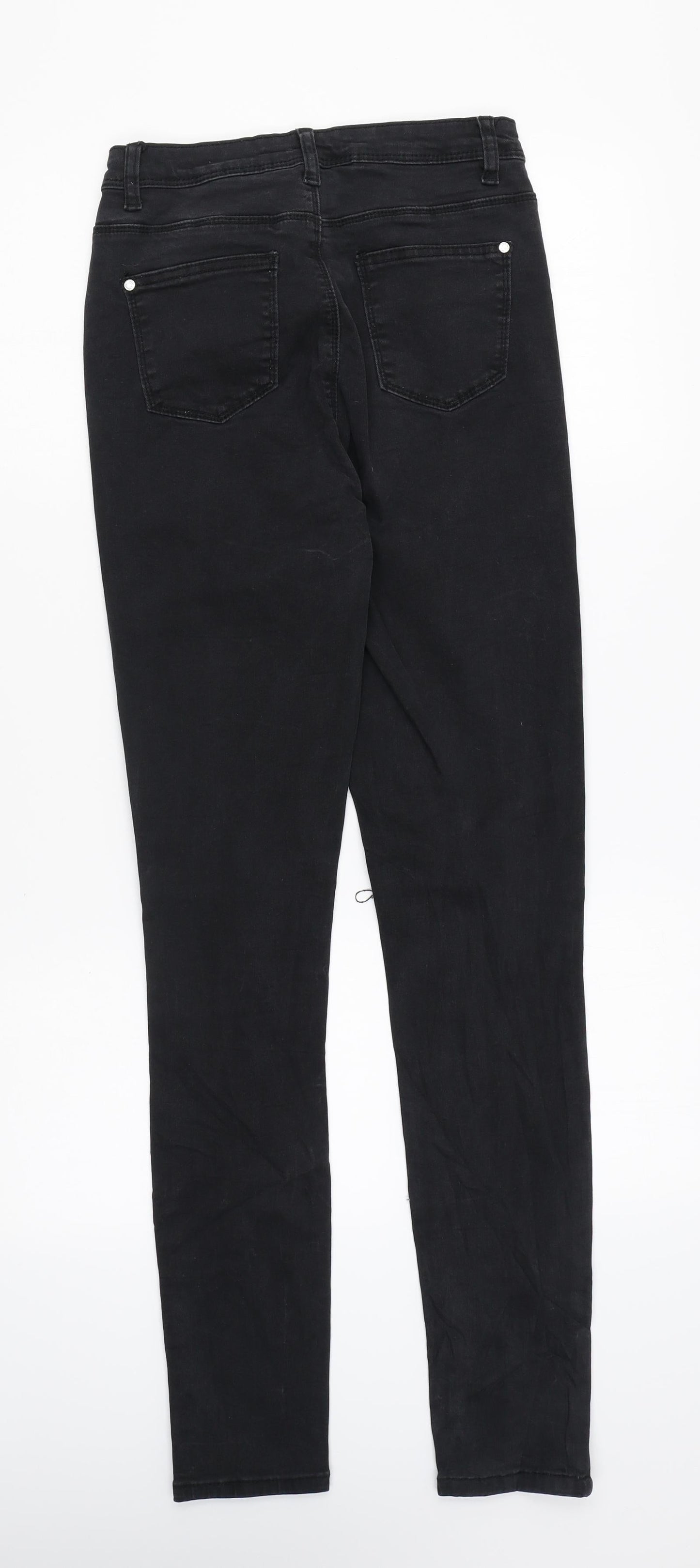 Missguided Womens Black Cotton Skinny Jeans Size 8 L28 in Regular Zip