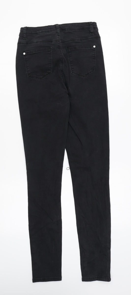 Missguided Womens Black Cotton Skinny Jeans Size 8 L28 in Regular Zip