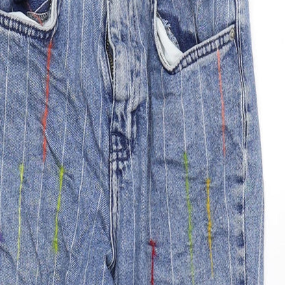 Denim & Co. Womens Blue Striped Cotton Mom Jeans Size 6 L21 in Regular Zip