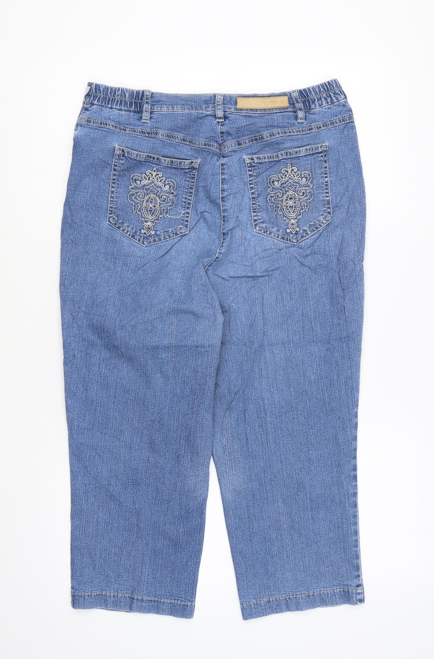GARDEUR Womens Blue Cotton Cropped Jeans Size 30 in L21 in Regular Zip