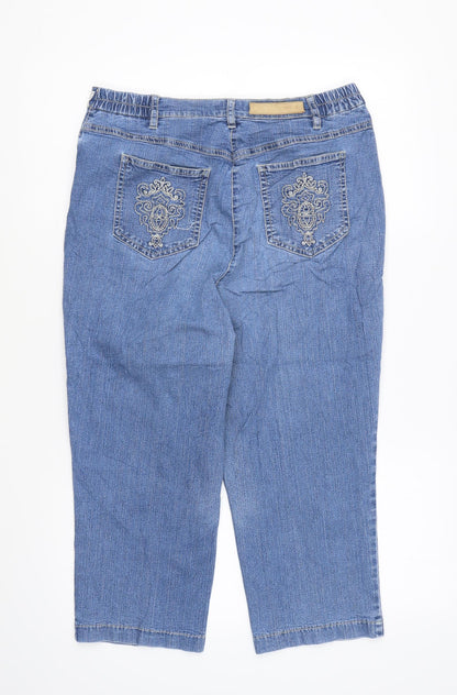 GARDEUR Womens Blue Cotton Cropped Jeans Size 30 in L21 in Regular Zip