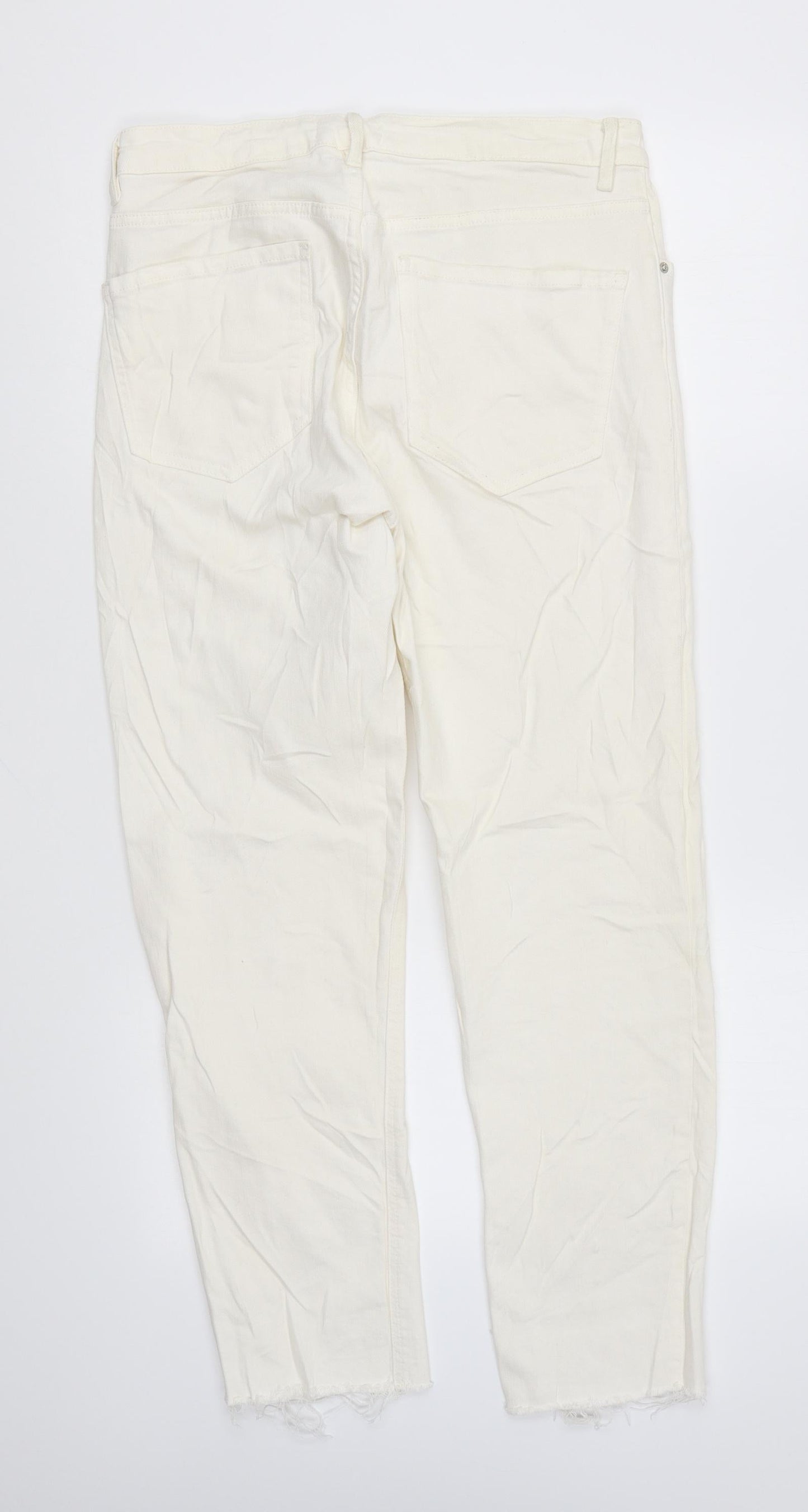 Zara Womens Ivory Cotton Skinny Jeans Size 10 L25 in Regular Zip