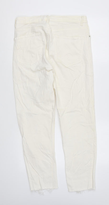 Zara Womens Ivory Cotton Skinny Jeans Size 10 L25 in Regular Zip