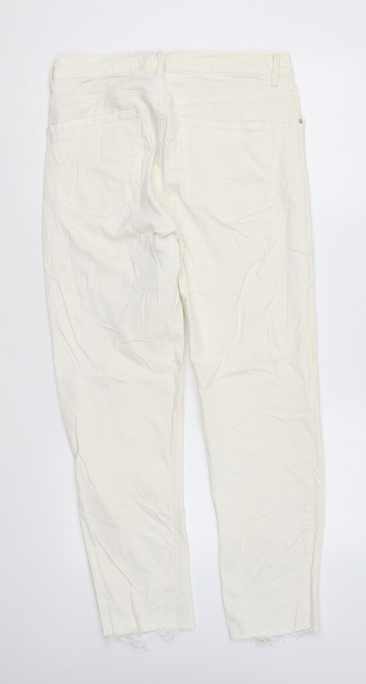 Zara Womens Ivory Cotton Skinny Jeans Size 10 L25 in Regular Zip