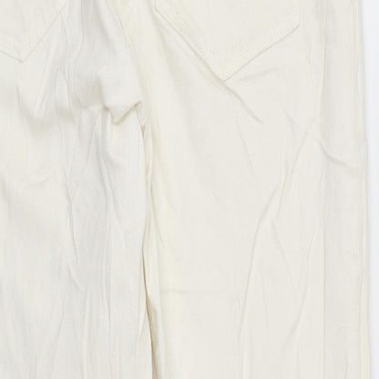 Zara Womens Ivory Cotton Skinny Jeans Size 10 L25 in Regular Zip