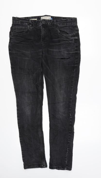 NEXT Womens Black Cotton Skinny Jeans Size 32 in L28 in Regular Zip