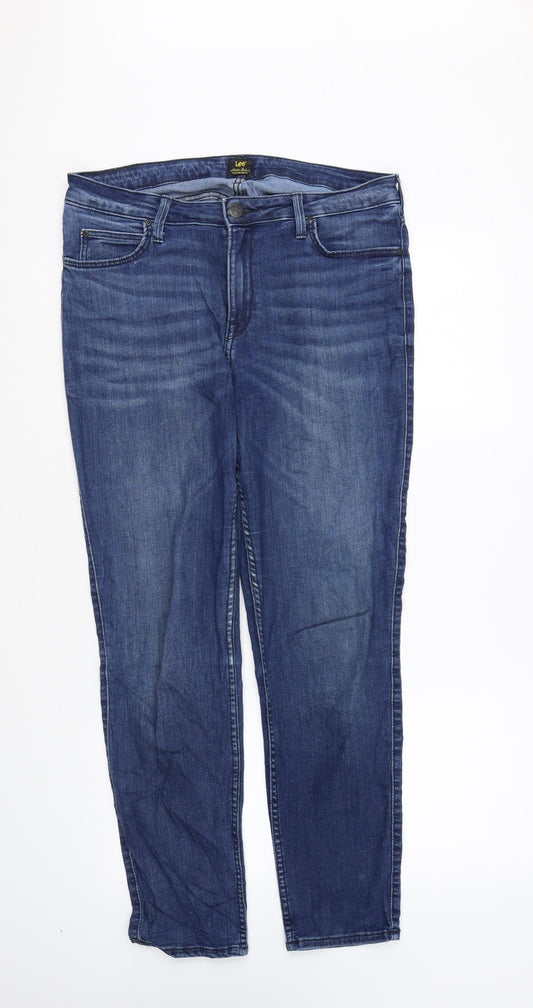 Lee Womens Blue Cotton Skinny Jeans Size 34 in L28 in Regular Zip