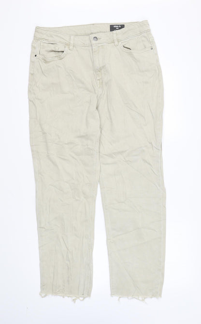 TU Mens Beige Cotton Straight Jeans Size 16 L27 in Regular Zip