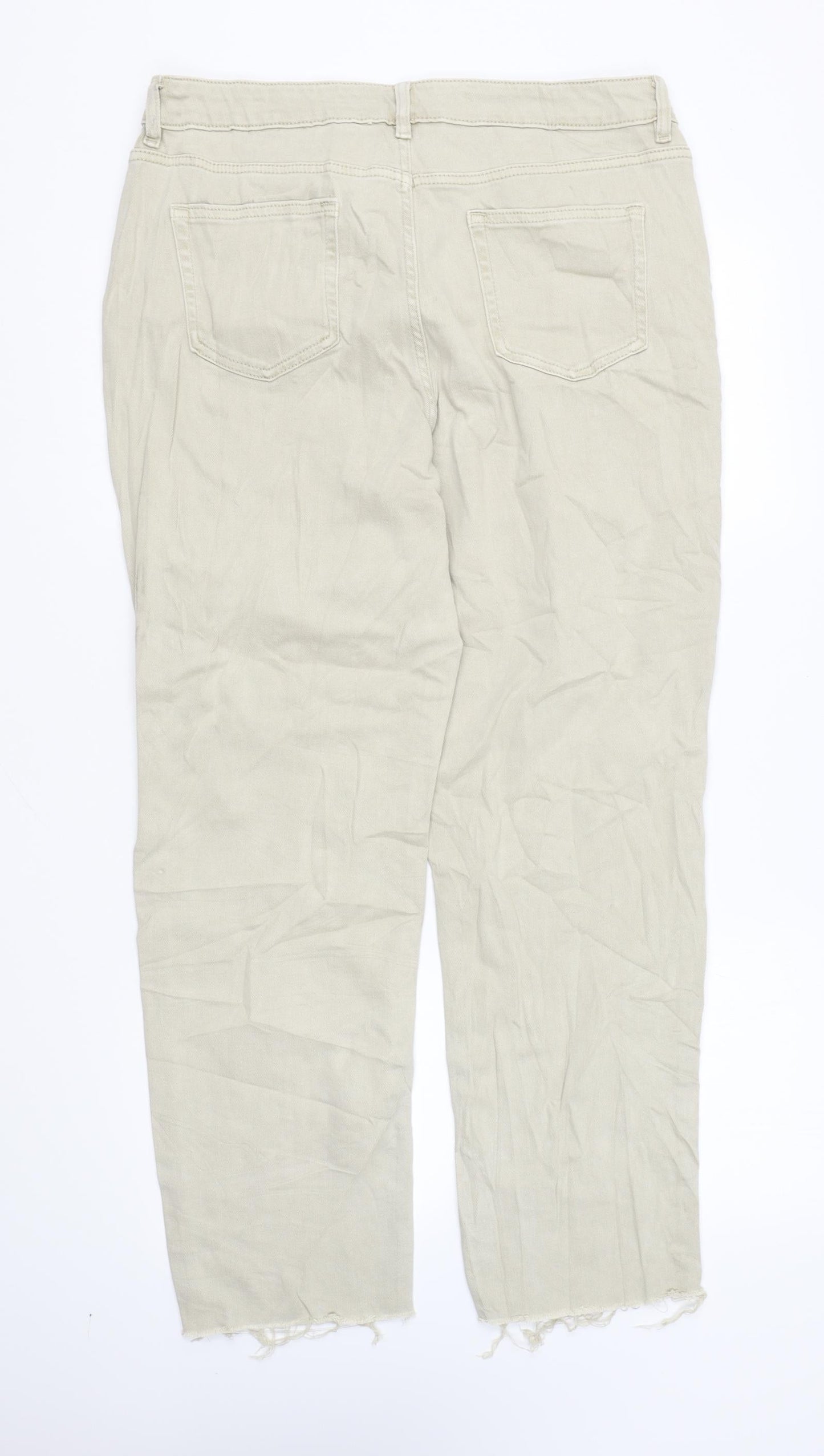 TU Mens Beige Cotton Straight Jeans Size 16 L27 in Regular Zip