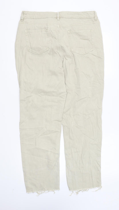 TU Mens Beige Cotton Straight Jeans Size 16 L27 in Regular Zip