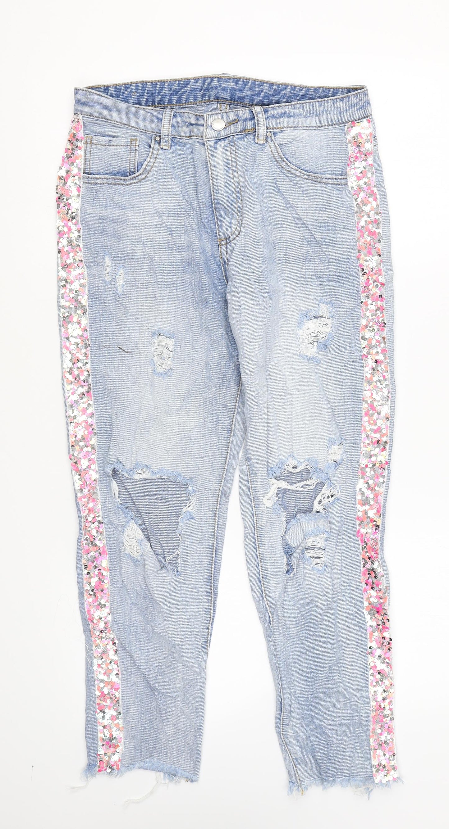 Womens UK Size 8 Preworn Regular Fit Skinny Blue Jeans