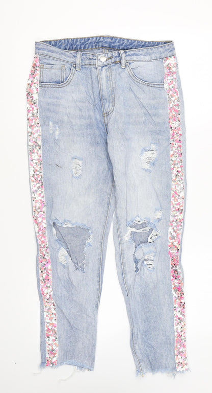 Womens UK Size 8 Preworn Regular Fit Skinny Blue Jeans