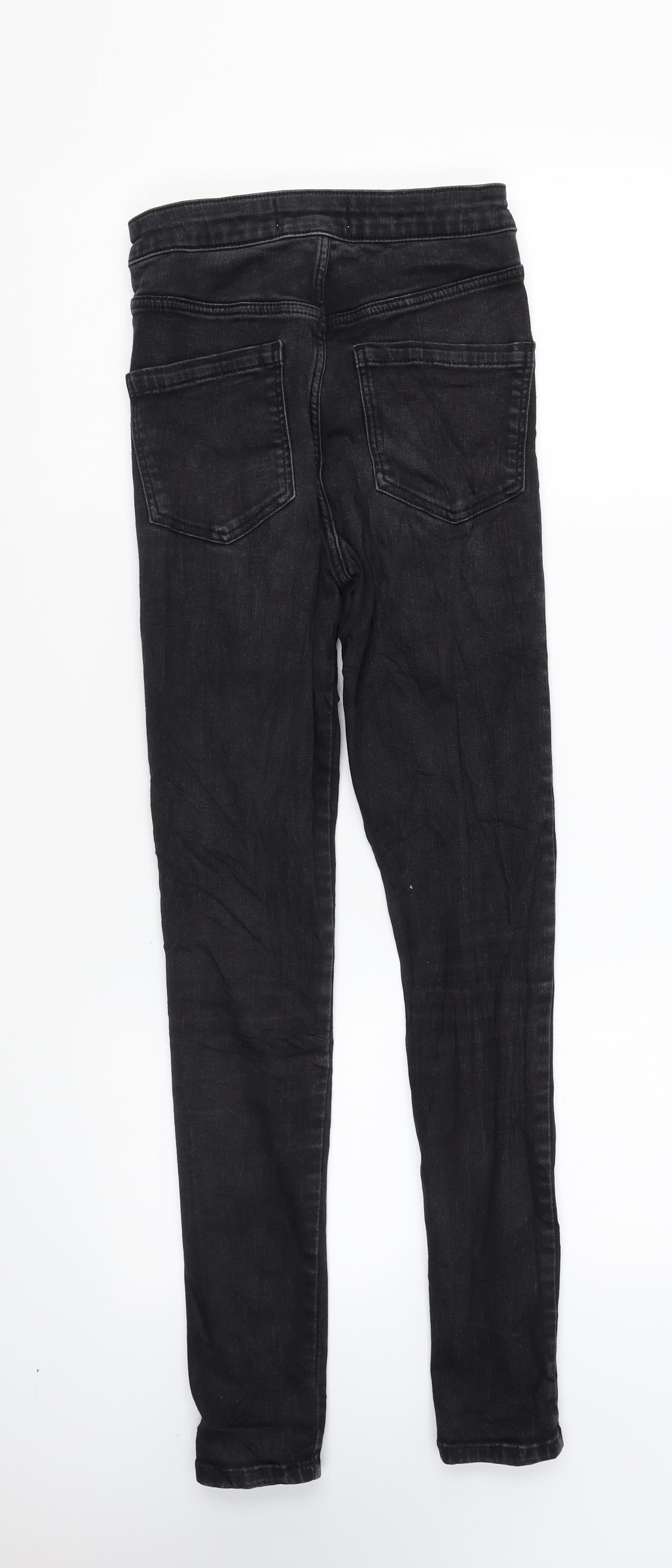Miss Selfridge Womens Black Cotton Skinny Jeans Size 6 L26 in Regular Zip