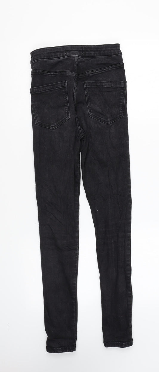 Miss Selfridge Womens Black Cotton Skinny Jeans Size 6 L26 in Regular Zip