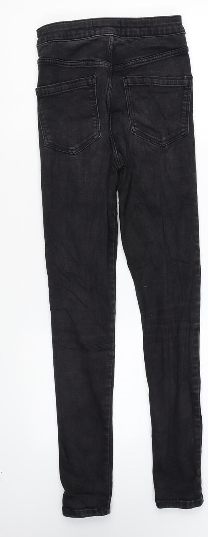 Miss Selfridge Womens Black Cotton Skinny Jeans Size 6 L26 in Regular Zip
